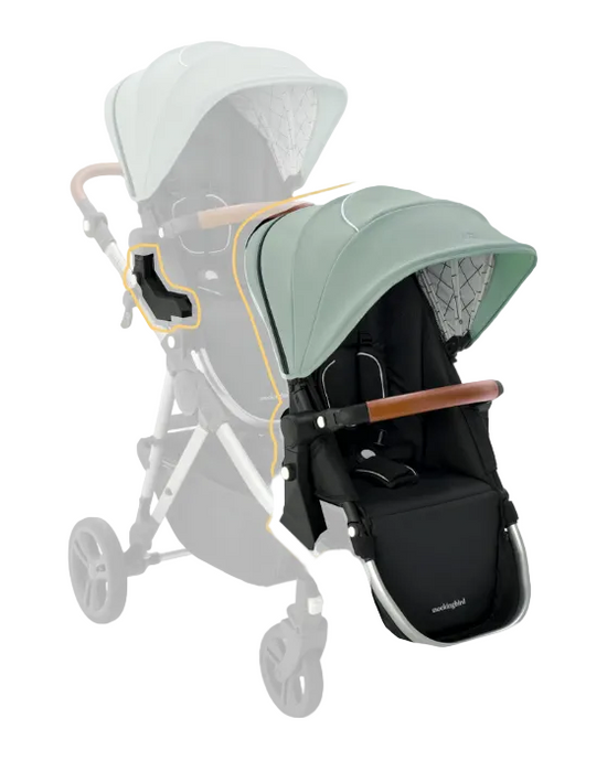Shop Mockingbird 2nd Seat Kit 2.0, Sage, Silver With Penny Leather, Windowpane at GoodBuy Gear