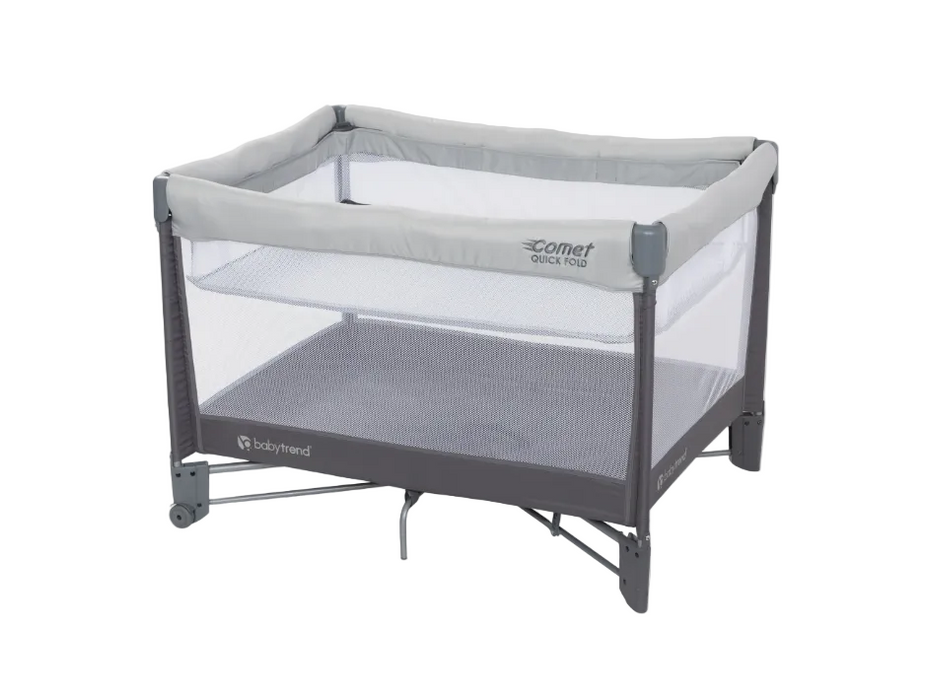 how to fold baby trend pack and play Baby Trend Comet Quick-Fold Playard with Hanging Bassinet, Gray