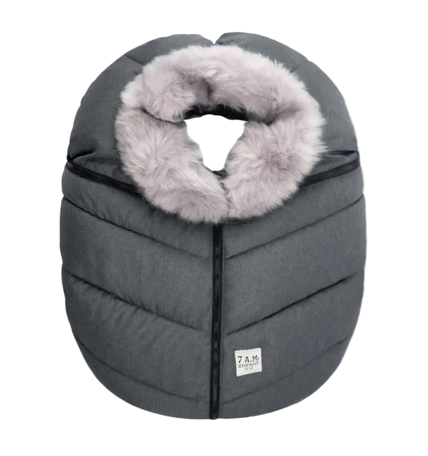 Shop 7 A.M. Enfant Tundra Car Seat Cocoon, Heather Grey Dark/black Faux Fur at GoodBuy Gear