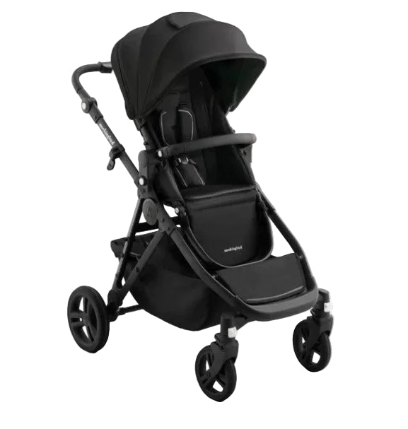 Shop Mockingbird Single to Double 3.0 Stroller, 2025, Charcoal with Black Leather, Solid Black at GoodBuy Gear