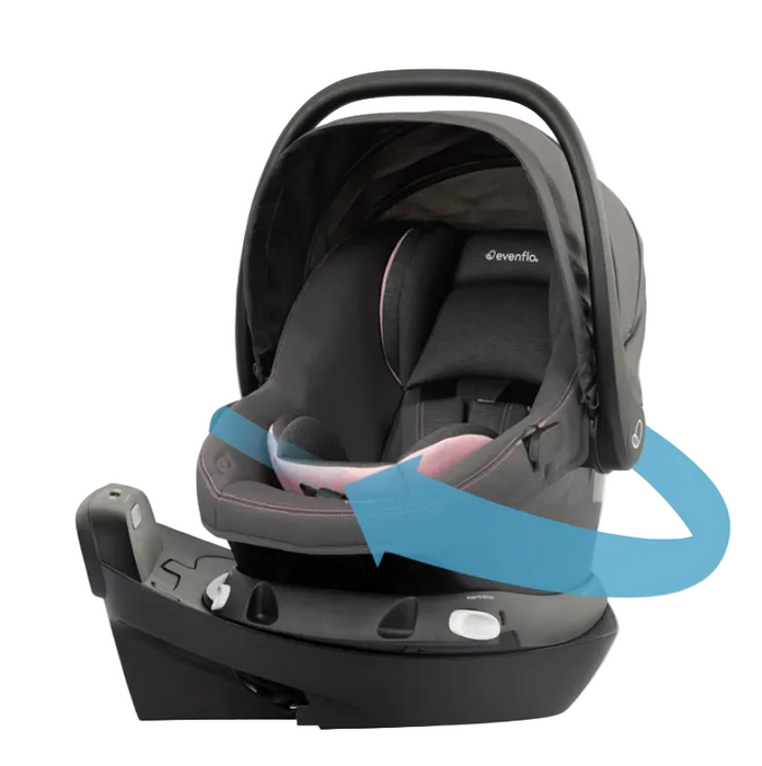 Shop Evenflo Revolve180 LiteMax NXT Rotating Infant Car Seat with SensorSafe and Green & Gentle, 2024, Primrose Pink at GoodBuy Gear