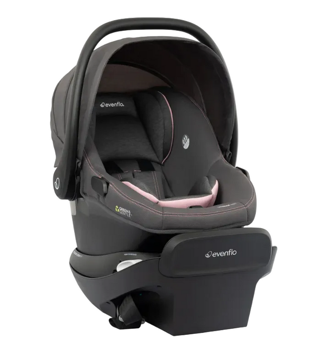Shop Evenflo Revolve180 LiteMax NXT Rotating Infant Car Seat with SensorSafe and Green & Gentle, 2024, Primrose Pink at GoodBuy Gear