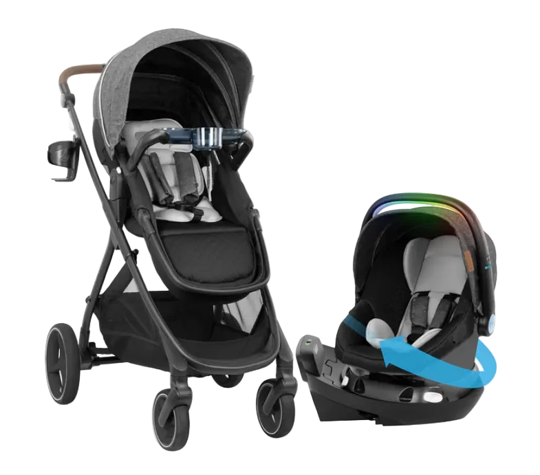 Shop Evenflo Shyft Intuiti+ Travel System with Revolve180 LiteMax NXT Rotational Infant Car Seat, 2025, Angler Tweed, Plus w/ Sensory Soothe at GoodBuy Gear