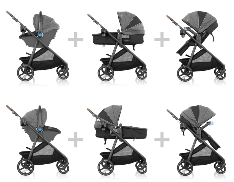 Shop Evenflo Shyft Intuiti+ Travel System with Revolve180 LiteMax NXT Rotational Infant Car Seat, 2025, Angler Tweed, Plus w/ Sensory Soothe at GoodBuy Gear