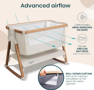 Shop Tutti Bambini CoZee Air Bedside Bassinet, Scandinavian Walnut & Ecru at GoodBuy Gear