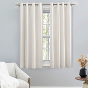Shop Ricardo Trading Grasscloth Window Panel Curtains, 54"Wx45"L, Wand, White at GoodBuy Gear