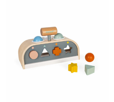 Shop Janod Sweet Cocoon Wooden Hammer and Shape Sorting Toy, 2-in-1 at GoodBuy Gear