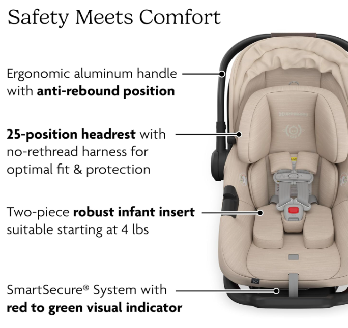UPPAbaby Aria V2 Infant Car Seat, 2025, Declan (Oat Mélange/Chestnut Leather)
