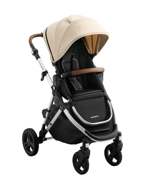 Mockingbird Single to Double 3.0 Stroller, 2026, Oat, Silver with Penny Leather