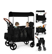 Shop Vomeast Stroller Wagon With Canopy, Black, 2 Seater at GoodBuy Gear