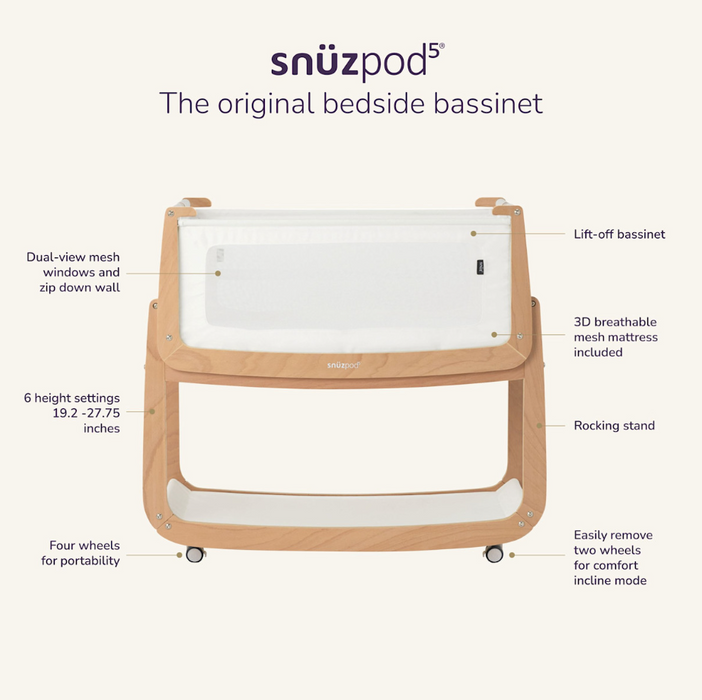 Shop Snuz SnuzPod5 Bedside Bassinet, White at GoodBuy Gear