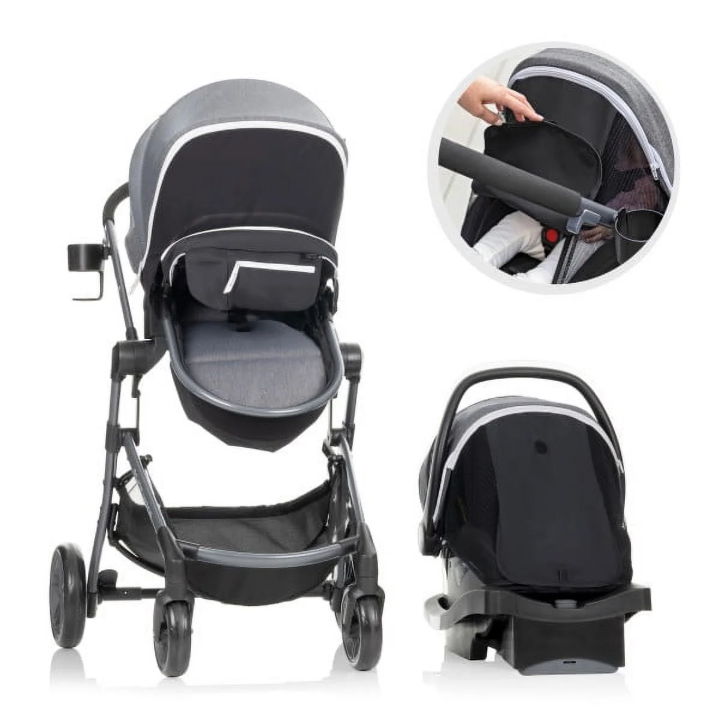New Pivot Vizor Travel System with LiteMax Infant Car Seat Chasse Black