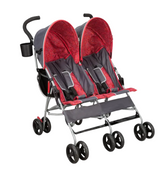 Shop Delta Children LX Side by Side Tandem Umbrella Stroller, 2025, Grey & Red at GoodBuy Gear