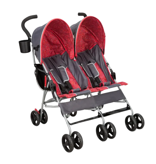 Shop Delta Children LX Side by Side Tandem Umbrella Stroller, 2025, Grey & Red at GoodBuy Gear