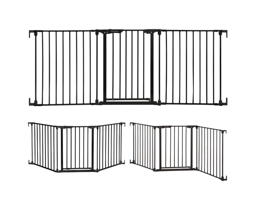 Dreambaby Discovery Metal Baby Gate 76.5" Extra Wide 3 Panel, Black