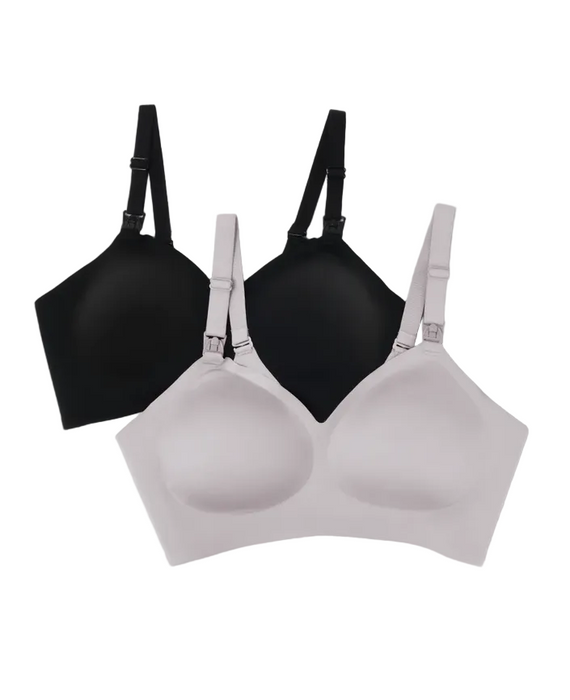 Momcozy Ultra Soft & Omni Maternity Nursing Bra (2 Pack), 2XL, Black/Brown