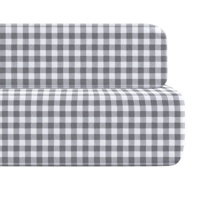 Bellini Crib Sheet and Changing Pad Cover Set, Grey Gingham
