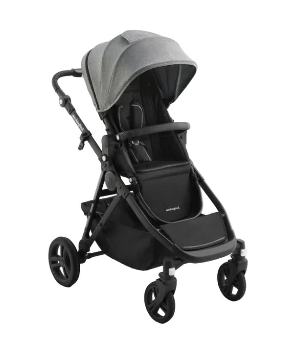 Shop Mockingbird Single to Double 3.0 Stroller, 2025, Heather Grey, Charcoal with Black Leather at GoodBuy Gear