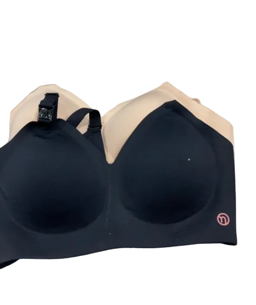Momcozy Ultra Soft & Omni Maternity Nursing Bra (2 Pack), Black/Beige, Large