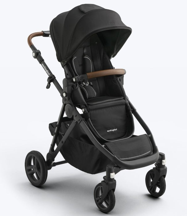 Mockingbird Single to Double 3.0 Stroller, 2025, Charcoal with Penny Leather, Solid Black