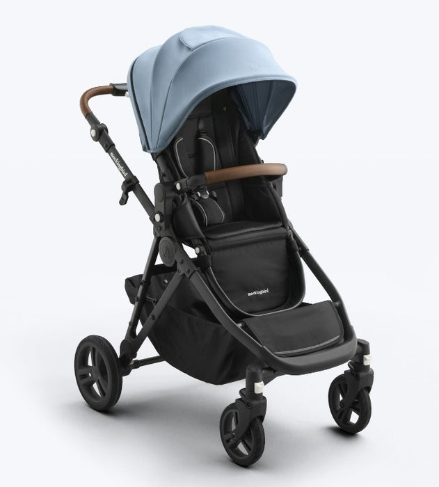 Mockingbird Single to Double 3.0 Stroller, 2025, Charcoal with Penny Leather, Stone Blue
