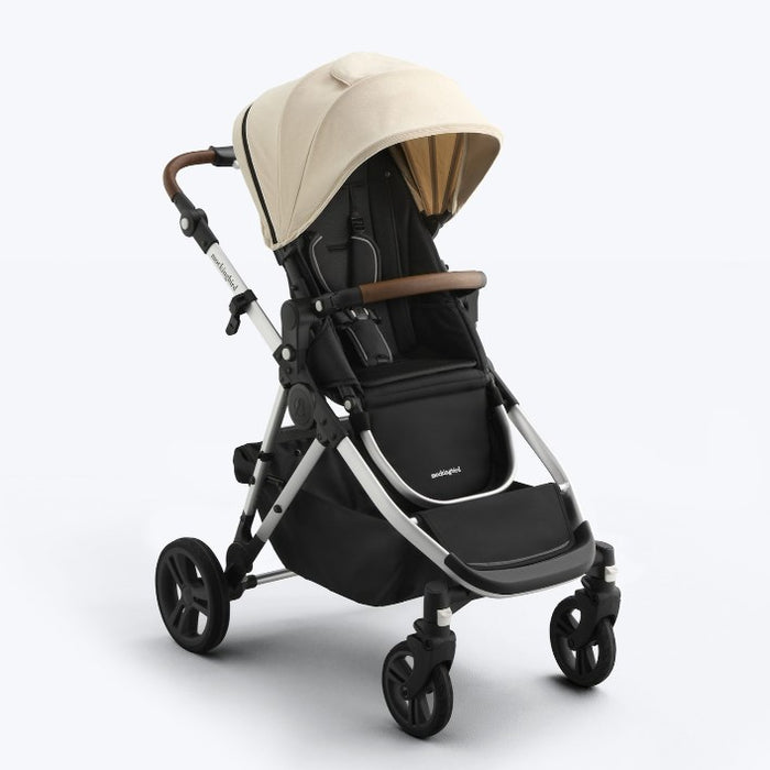 Mockingbird Single to Double 3.0 Stroller, 2025, Oat, Silver with Penny Leather