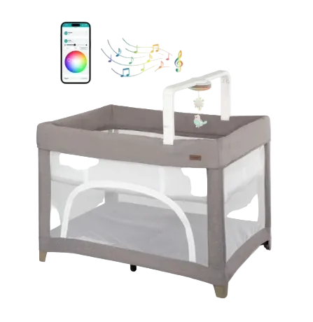Shop Evenflo Eris One-Hand Playard with Bassinet, Truffle Taupe at GoodBuy Gear
