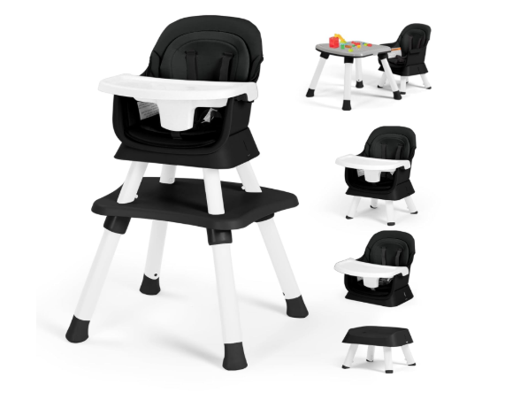 EONROACOO 4-in-1 Baby High Chair, Black