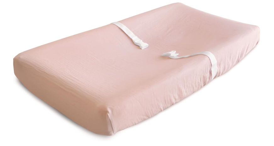 Mushie Extra Soft Muslin Fitted Changing Pad Cover, Blush