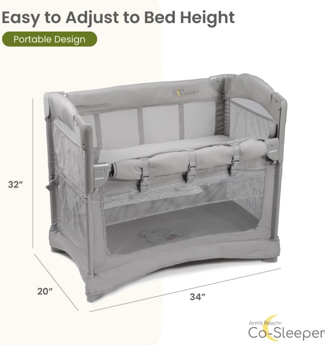 Arm's Reach Mini Ezee 3-in-1 Co-Sleeper, Gray