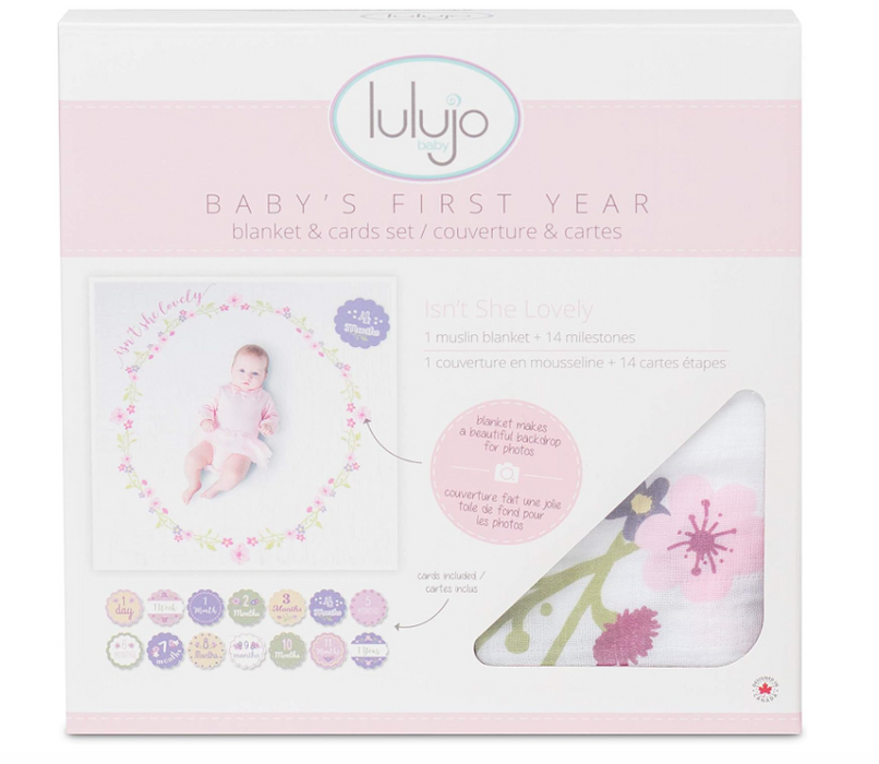 Shop Lulujo Baby’s First Year Blanket And Cards Set, Isn't She Lovely at GoodBuy Gear