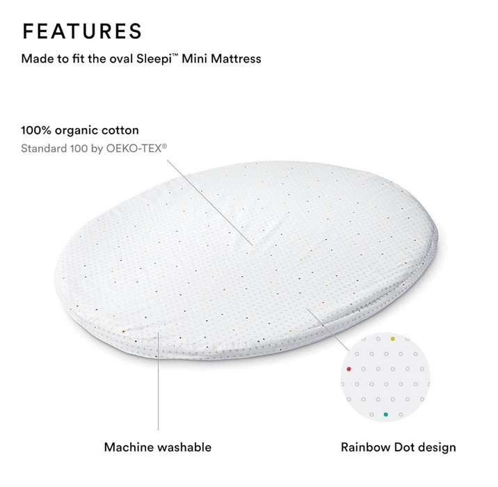 Pehr Stokke Sleepi Mini Fitted Sheet, V2, Rainbow Dot
