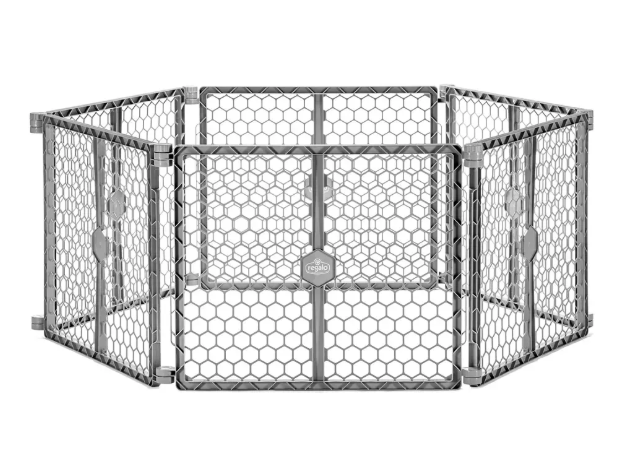 Regalo 2-in-1 Super Wide Baby Gate and Play Yard Plastic, Grey