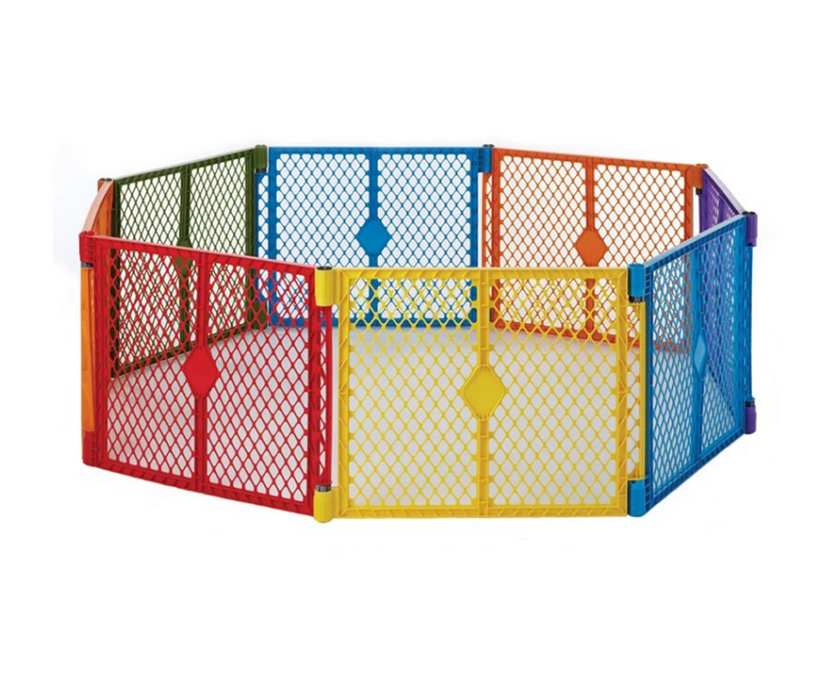 Toddleroo By North States 8 Panel Freestanding Playard Gate, Multi