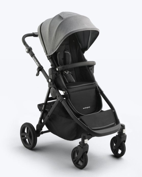 Shop Mockingbird Single to Double 3.0 Stroller, 2025, Charcoal with Black Leather, Heather Grey at GoodBuy Gear