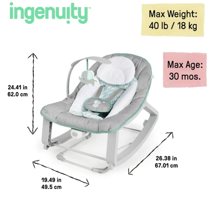Ingenuity Keep Cozy 3-in-1 Grow With Me Bouncer & Rocker, Weaver