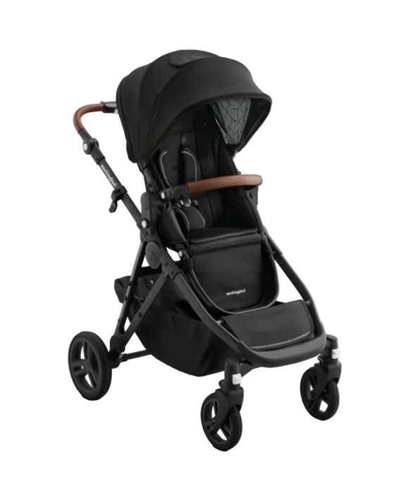 Mockingbird Single to Double 3.0 Stroller, 2025, Black Windowpane, Silver with Penny Leather