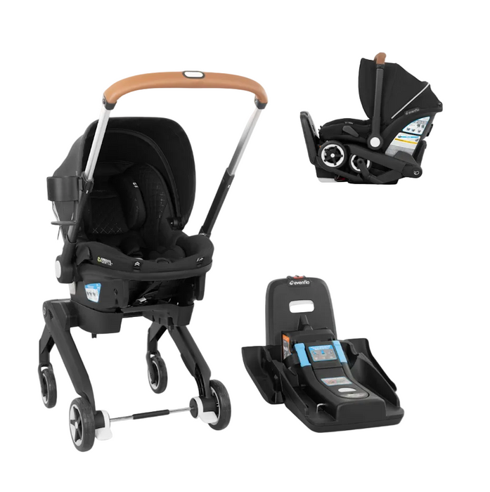 Evenflo Shyft Dual Ride Infant Car Seat Stroller Combo, 2025, Jasper, with Carryall Storage and Green & Gentle Fabric