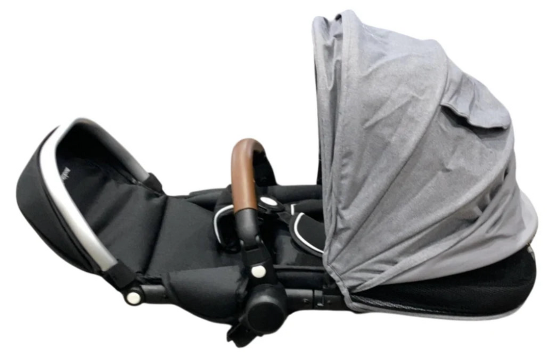Mockingbird 2nd Seat Kit 2.0, Heather grey, Silver With Penny Leather, Solid Grey