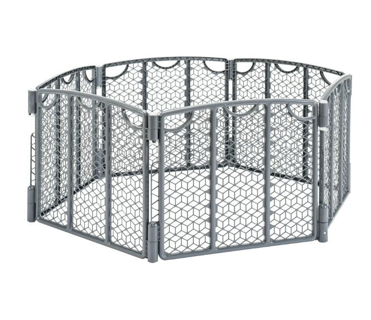 Evenflo Versatile Play Space Adjustable Play Area, 6 Panel, Cool Gray