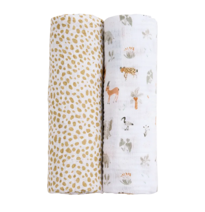 Aden + Anais Essentials Cotton Muslin Swaddle, 2Pk, Giraffe Safari