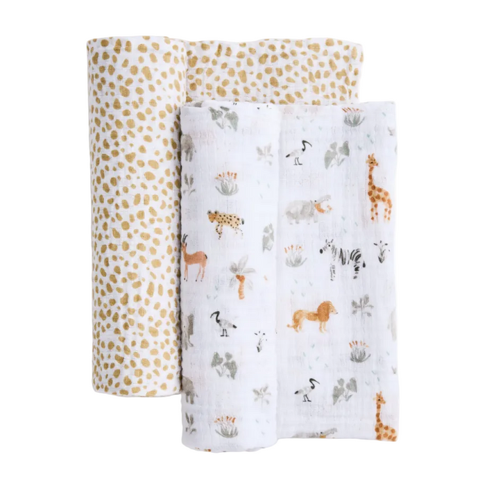 Aden + Anais Essentials Cotton Muslin Swaddle, 2Pk, Giraffe Safari