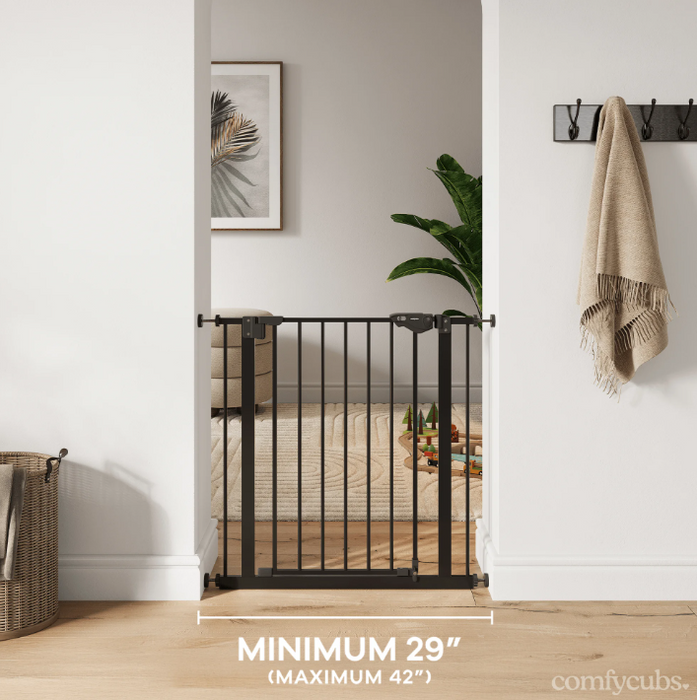 Comfy Cubs Baby Safety Gate with 3 Extensions, Black