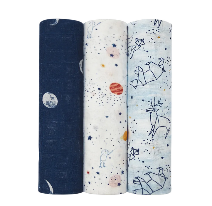 Aden + Anais Silky Soft Swaddles, 3 Pack, Stargaze