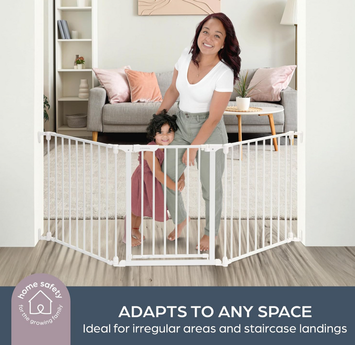 Dreambaby Discovery Metal Baby Gate 76.5" Extra Wide 3 Panel, White