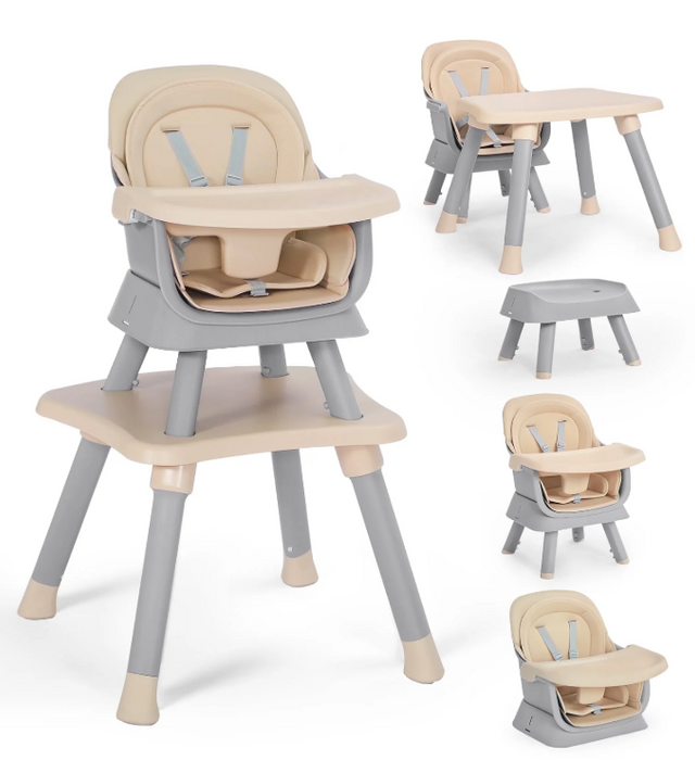 AILEEKISS 8 in 1 Baby High Chair, Khaki