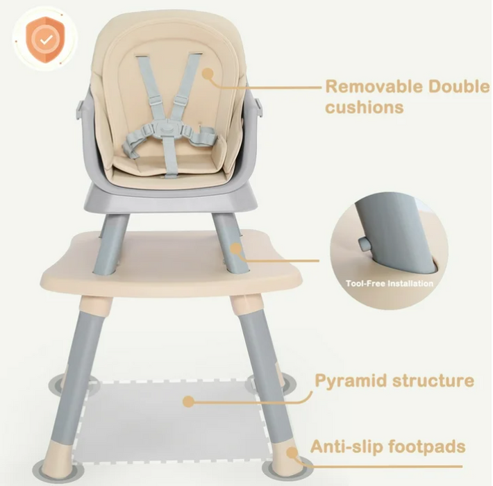 AILEEKISS 8 in 1 Baby High Chair, Khaki