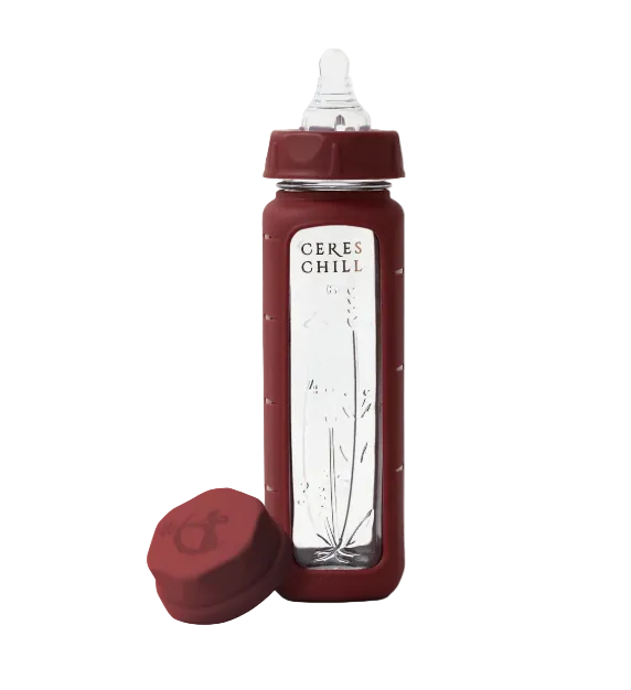 Ceres Chill Bloom Glass Baby Bottle, Plum