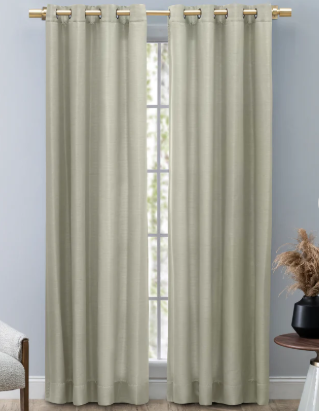 Ricardo Trading Grasscloth Window Panel Curtains, Sage, 54"W x 84"L, Wand