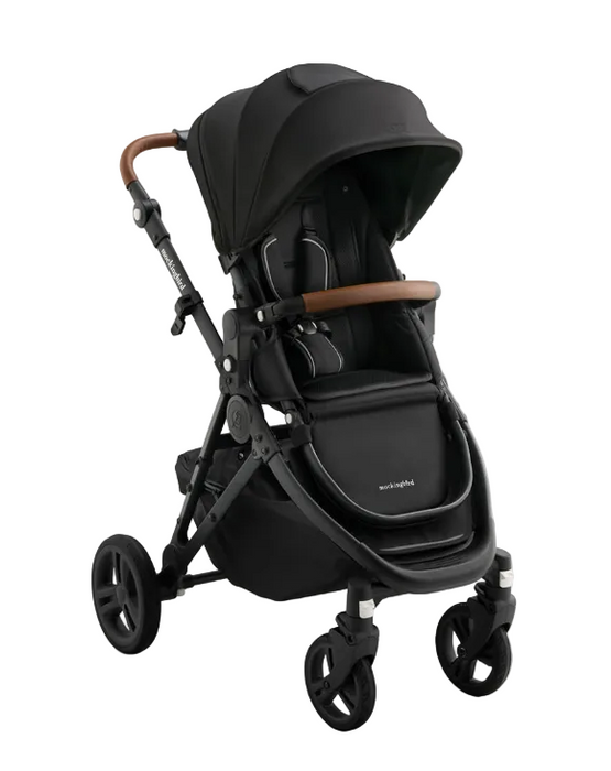 Mockingbird Single 3.0 Stroller, 2025, Charcoal with Penny Leather, Solid Black